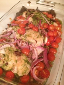 Balsamic Vinegar Chicken with Fresh Tomatoes Out of the Oven - Her Pursuit of Sunshine